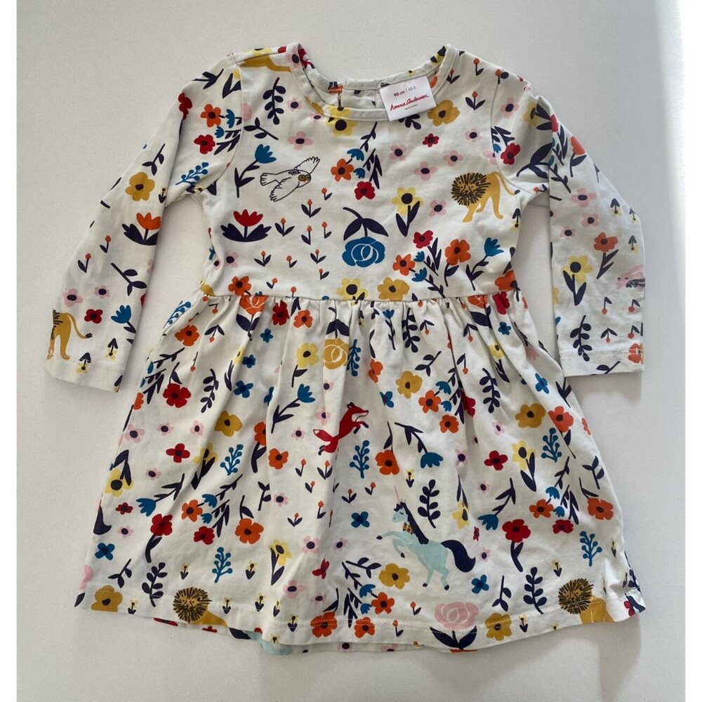 Hanna Andersson Unicorn Forest Animals Twirl Dress - Size 90 (US 3)